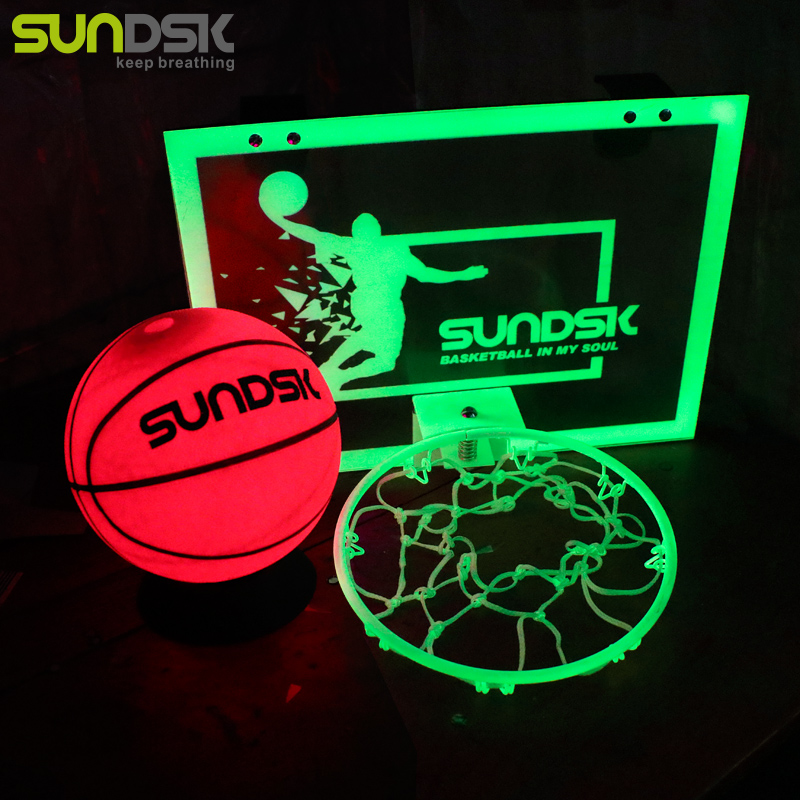 Custom glow in the dark mini basketball hoop with LED basketball
