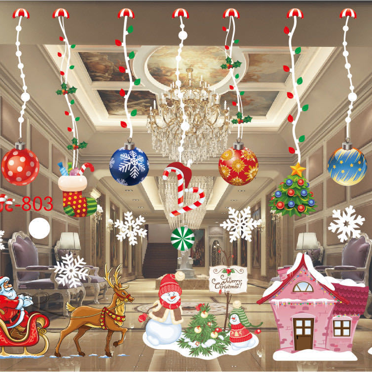 2022 Christmas Window Stickers White Snowflake Wall Stickers Window Dress Up New Year Decorative sticker