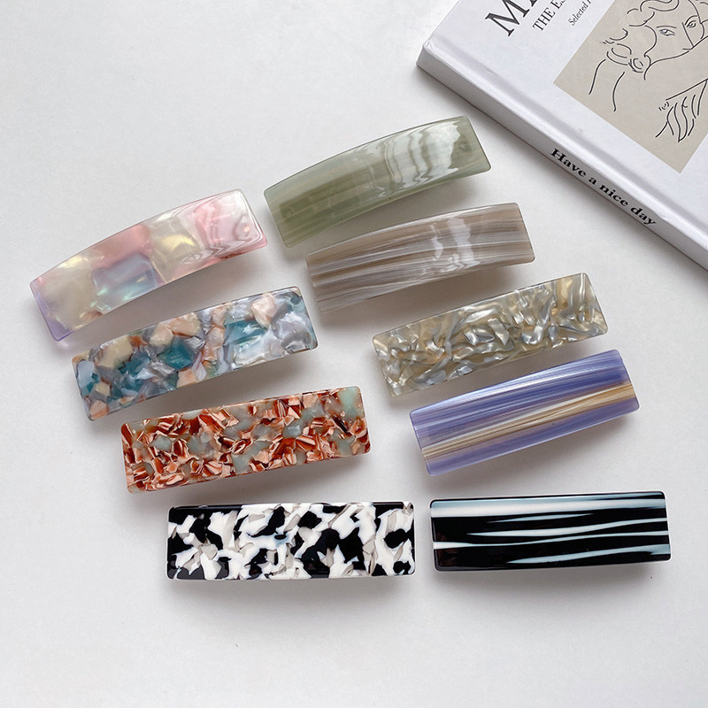 Fashionable hairgrips ponytail glitter fancy acetate hair barrette with metal clip luxury hair pins accessories for women girls