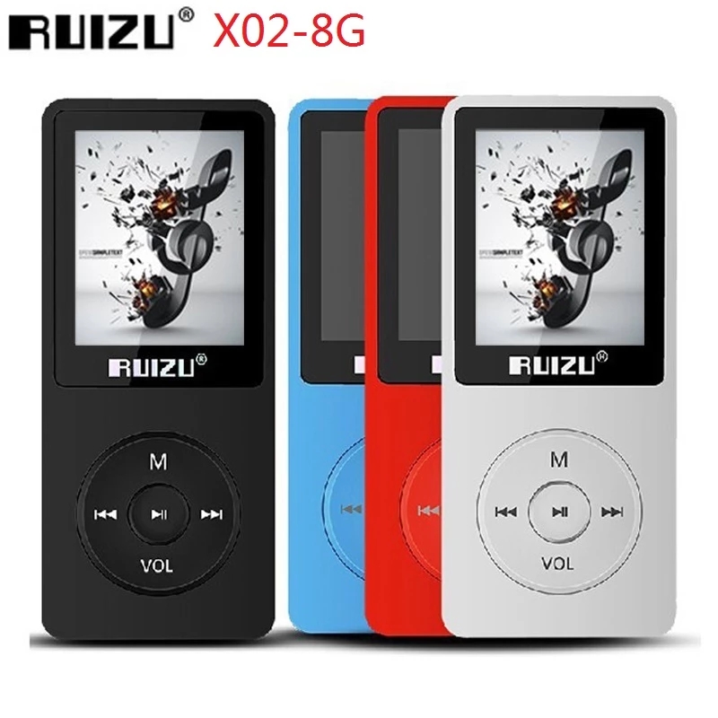 RUIZU X02 Hi-Fi MP3 музыкальный плеер 8 Гб Sport MP3 плеер с 1,8 дюймов экран Поддержка FM радио, электронная книга, электронная почта, часы рекордер