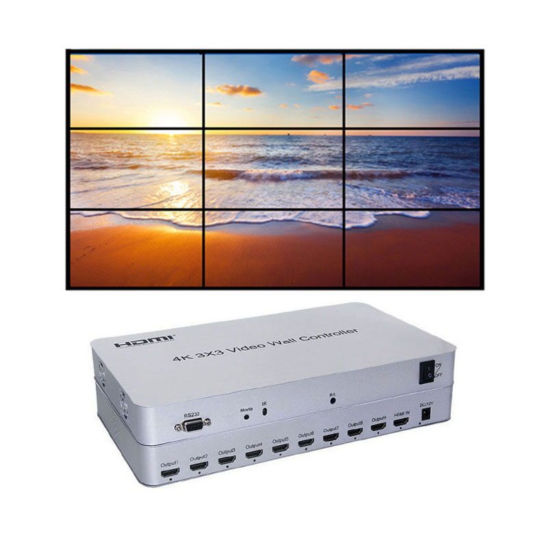 4K Video Wall Controller  3x3  2x3 2x4 4x2 TV Wall Processor HDMI Loop Out Splicing Max 4x4 for LCD Screen,TV