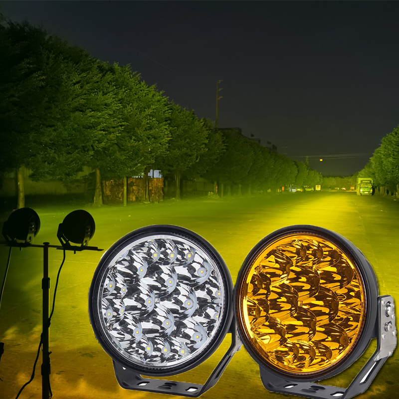 Горячие Продажа Новые 7 дюймов Круглый Белый Янтарь 12V 24 V 24 вольт постоянного тока 115 Вт светодиодные противотуманные фары 4X4 прожектор 15400lm 1LUX @ 1200 м Auxbeam высокой мощности светодиодная фара дальнего света