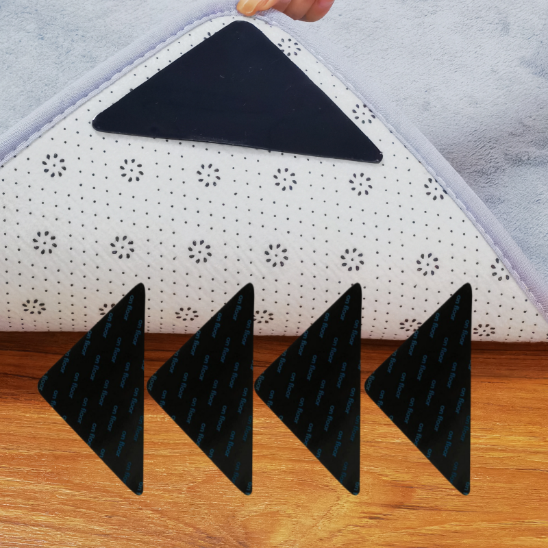 8Pcs Triangle Die Cut Silicone Home Techpro Anti Slip Rug Carpet Corner Pad Gripper