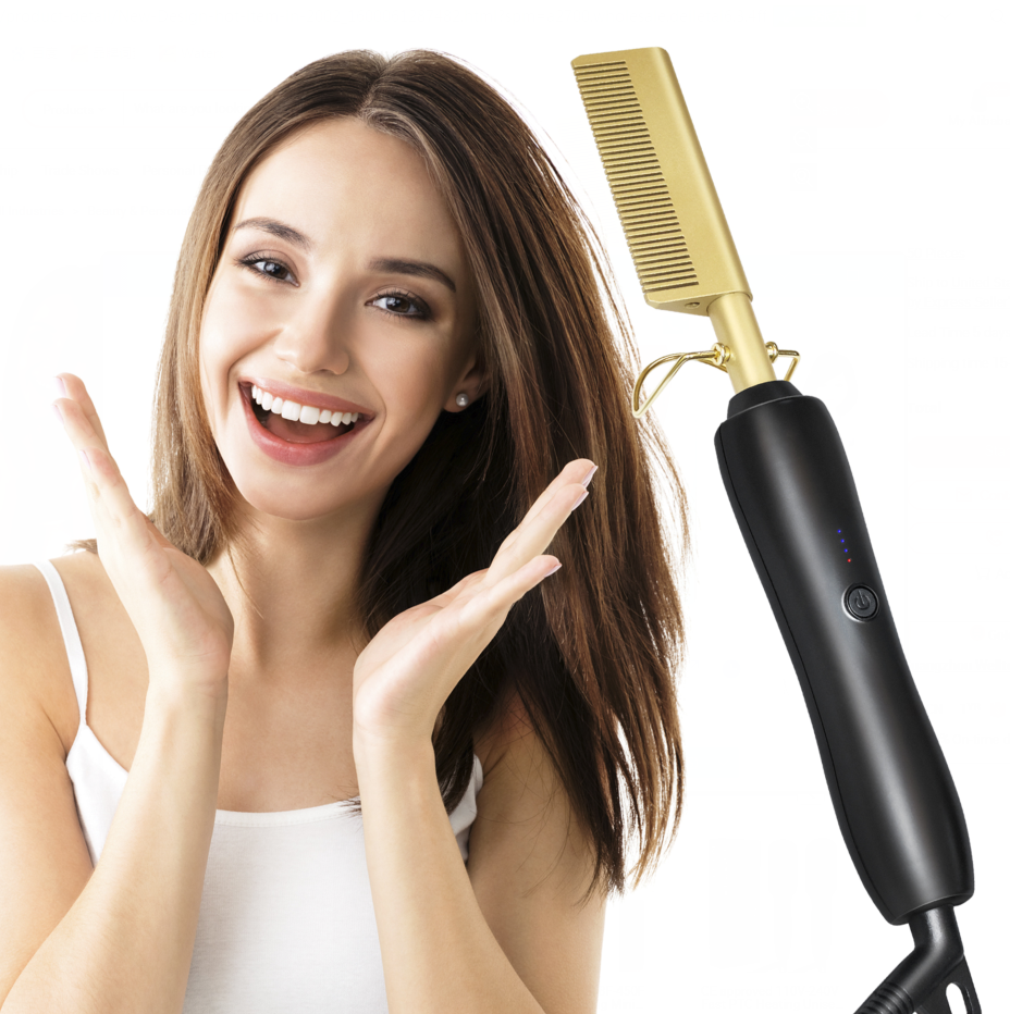 LCD Display Straight Roll Shape Comb Mini Nano Titanium Hair Straightener