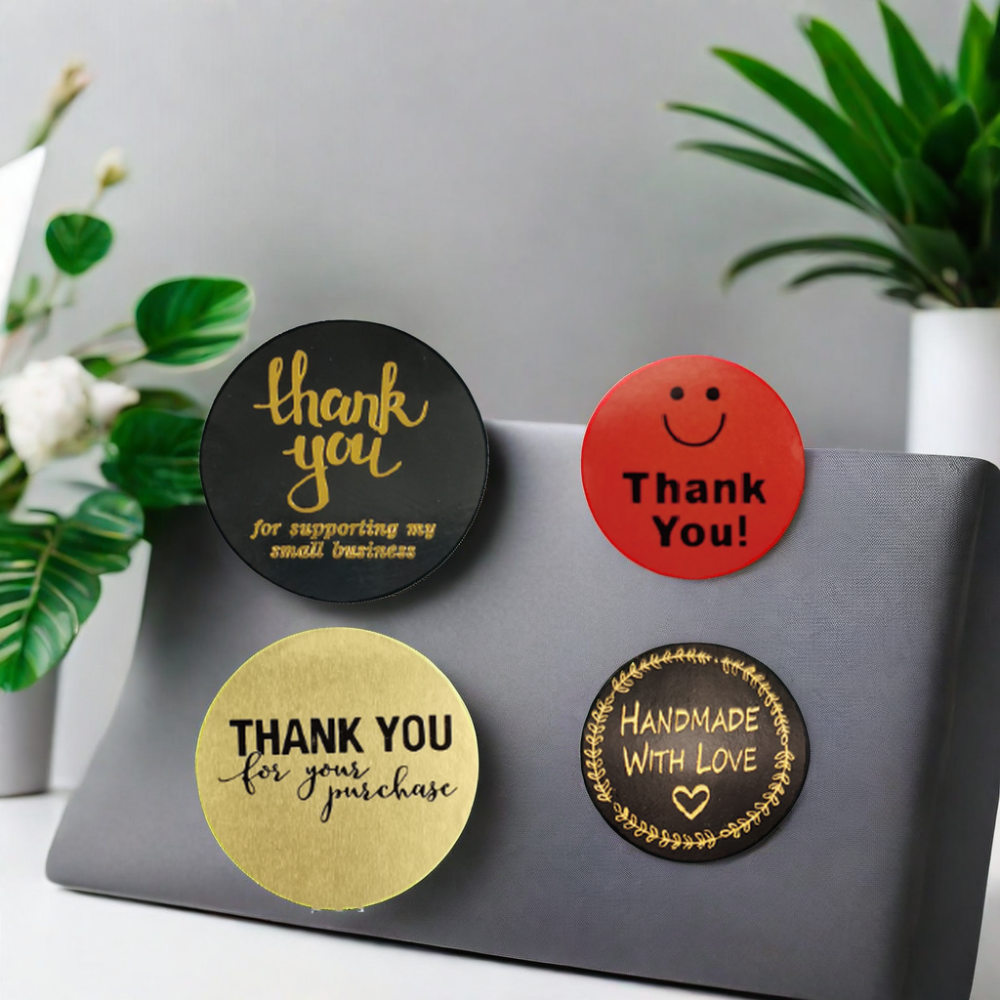 500 Pcs/ Roll round Pink 'Thank You' Stickers for Supporting Small Business Shopping Packaging Label Industrial Use-Promotion
