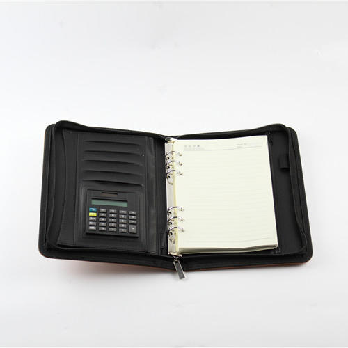 Good Quality File Folder a5 zipper bag 6 holes ring binder with Calculator notebook folder