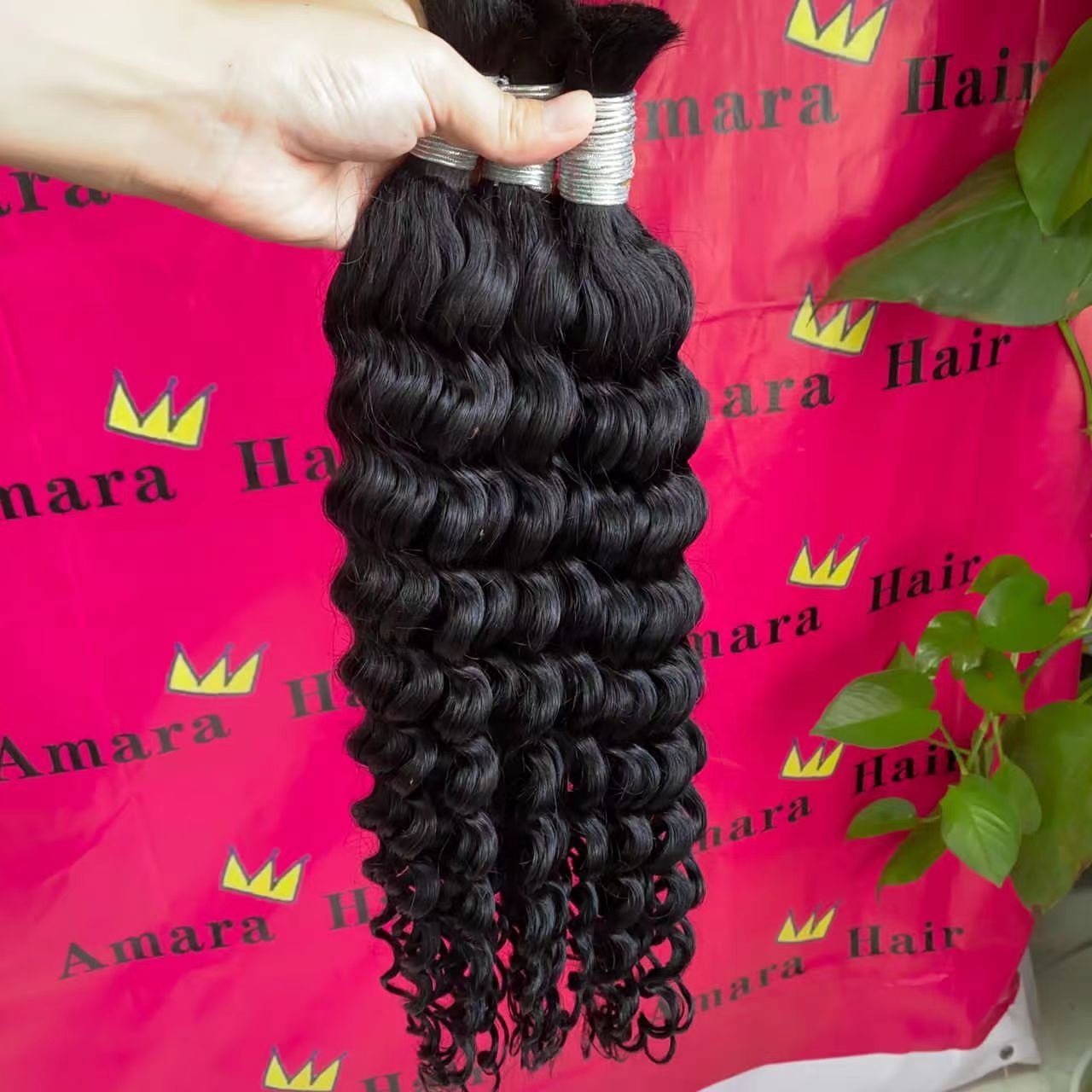 Amara beauty 2024 hot sale deep curly 100% human hair bulk extension no weft bulk hair extension for braiding for diy wig