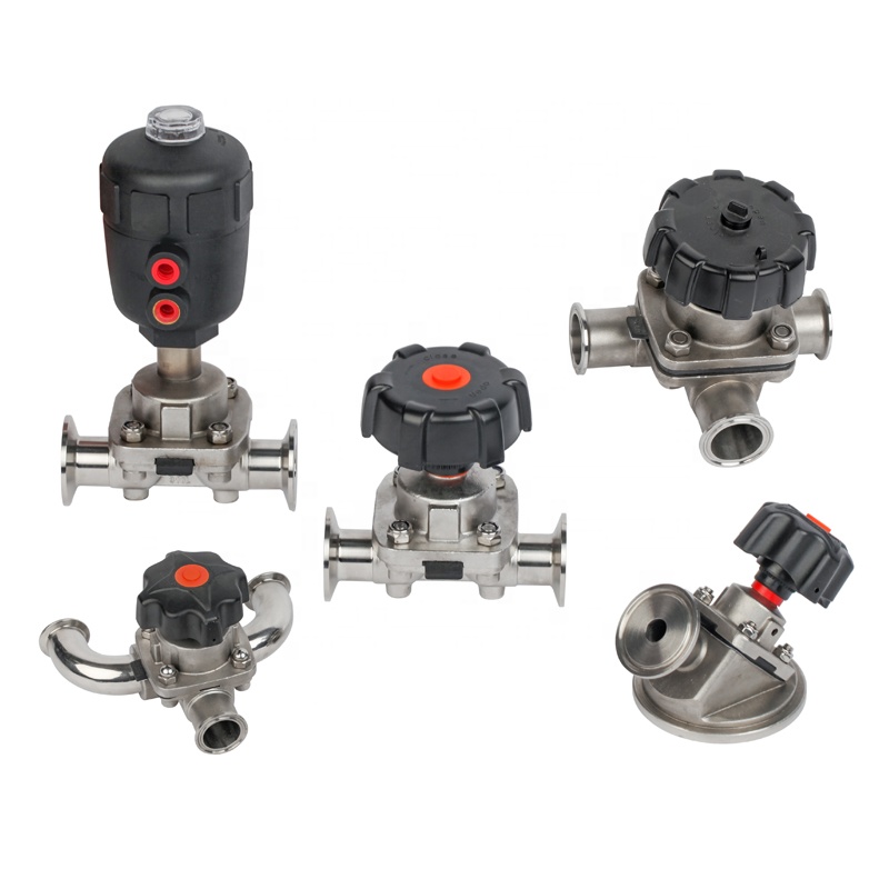 stainless steel sanitary hygienic ss 316 3way aseptic tri clamp tc inox manual pneumatic aseptic 3way diaphragm valve