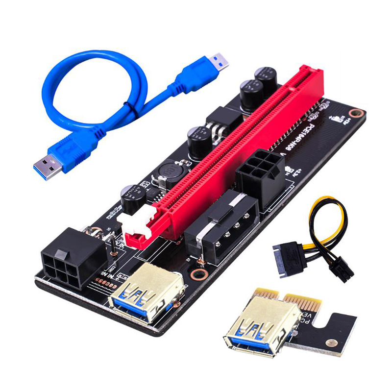 PCI-E карта расширения 009s Экспресс 1X 4x 8x 16x расширитель PCI E USB Райзер 009S адаптер карта SATA 15pin для майнинга BTC