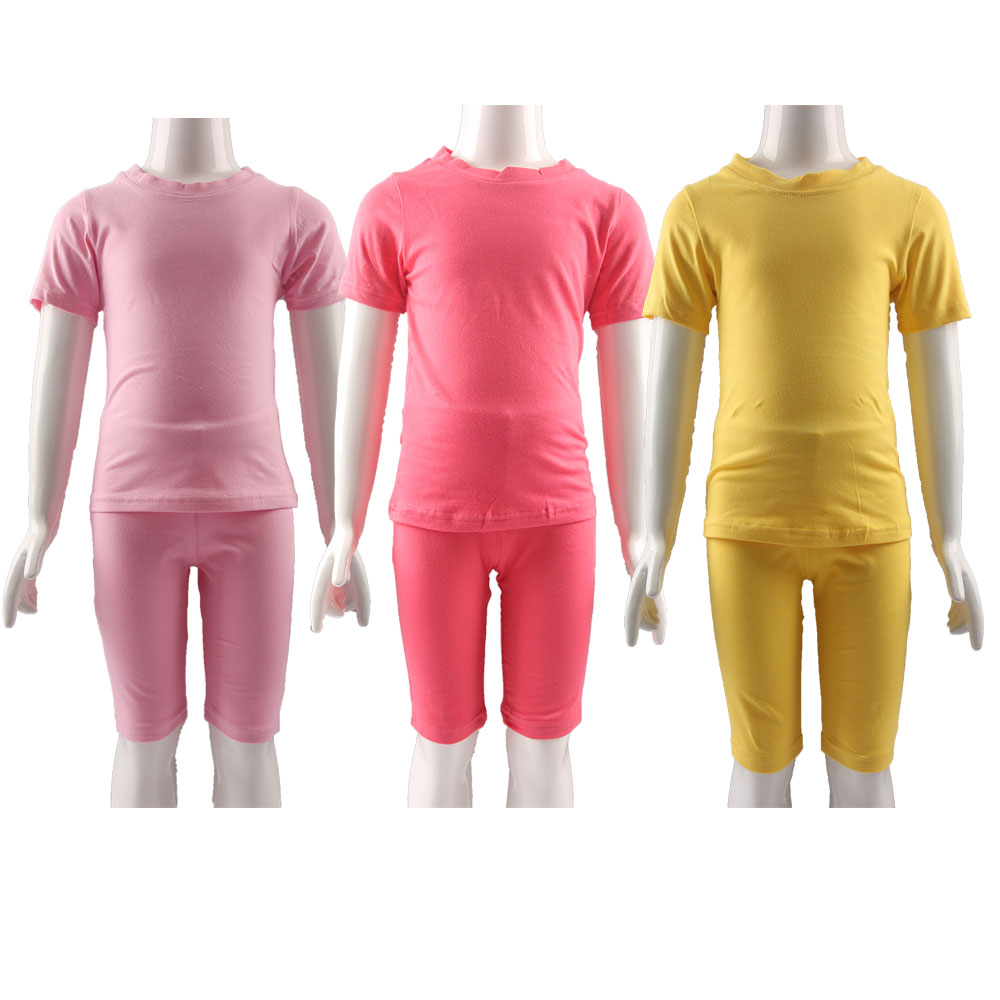 2021 baby Girls 37 Colors Soft Cotton Short Biker Set Short Sleeve T-Shirt Match A Little Tight Shorts Outfits For Kids Clothing