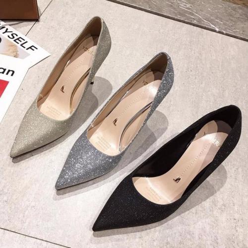 pumps heel shoes PU Leather Stiletto Low Cut High Heeled women Shoes pointed toe Rubber 651765