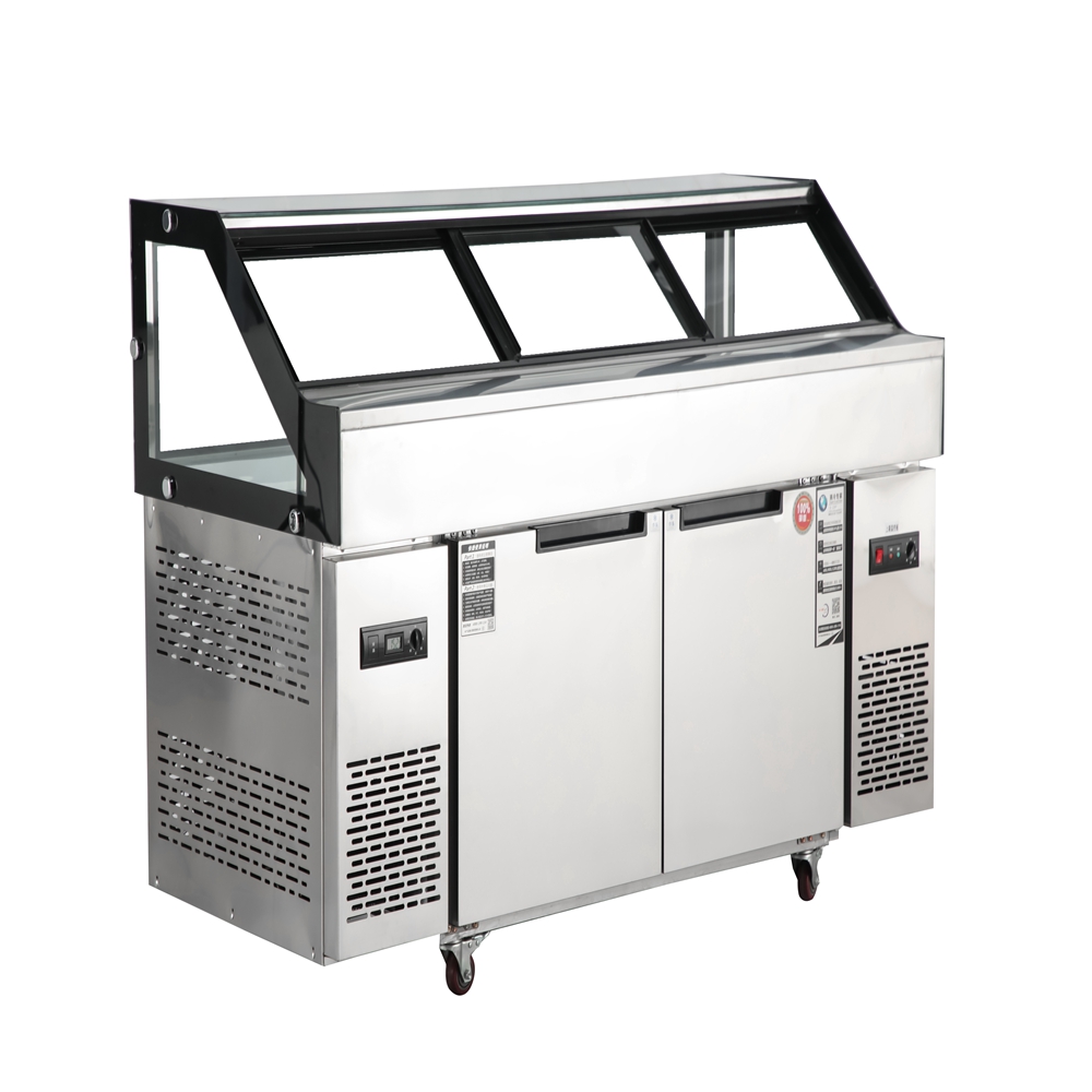 High Quality Control Commercial Refrigeration Food Preservation Unit Glass Door Display Right-Angle Braised Dish Freezer