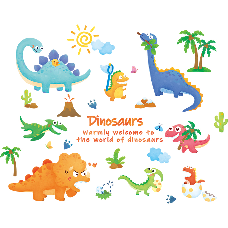 kids room decor 3d cartoon dinosaur vinayl wall sticker cheap prices