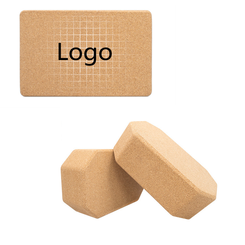 Good Quality Custom Logo Printed High Density Deepen Poses 100% Natural Yoga Blocks Organic Cork Brick