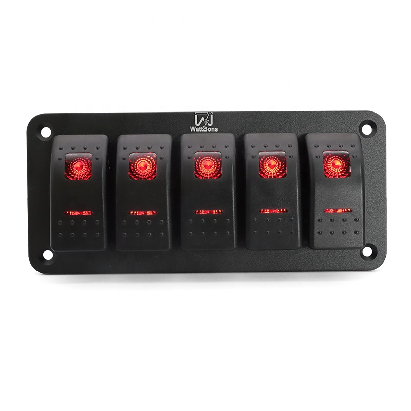 Wattbons 5 Gang морской 12 Вт водостойкый led кулисный переключатель панель 5 Pin предварительно смонтированный автомобильной кулисный переключатель для автомобиля морской лодки RV