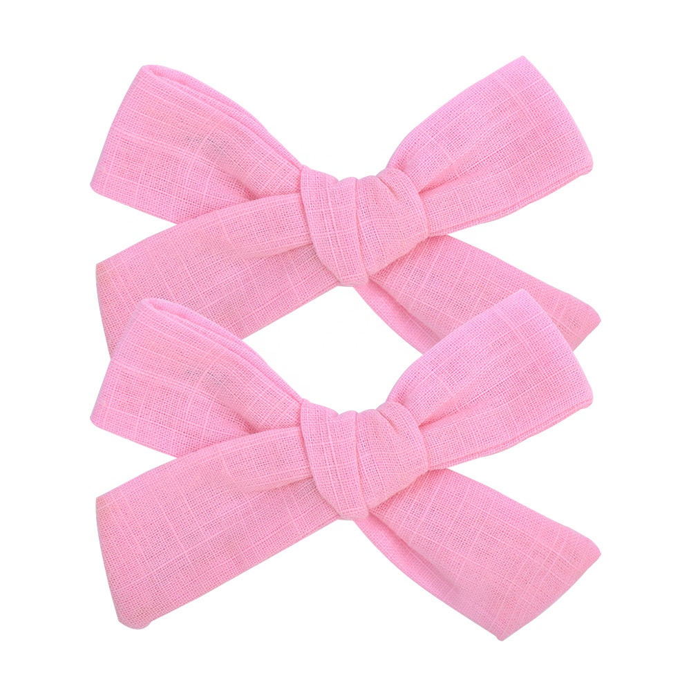 Burlap Material Solid Color Hair Bow Sweet Kids Hairpins 20 Colors Ribbon Hair Accessories For Girls Bows Hair Clips