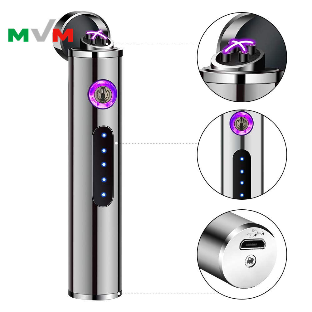 MLT233 2021 новая портативная электронная зажигалка USB Зажигалка для дуговой трубы со светодиодной кнопкой и индикатором батареи