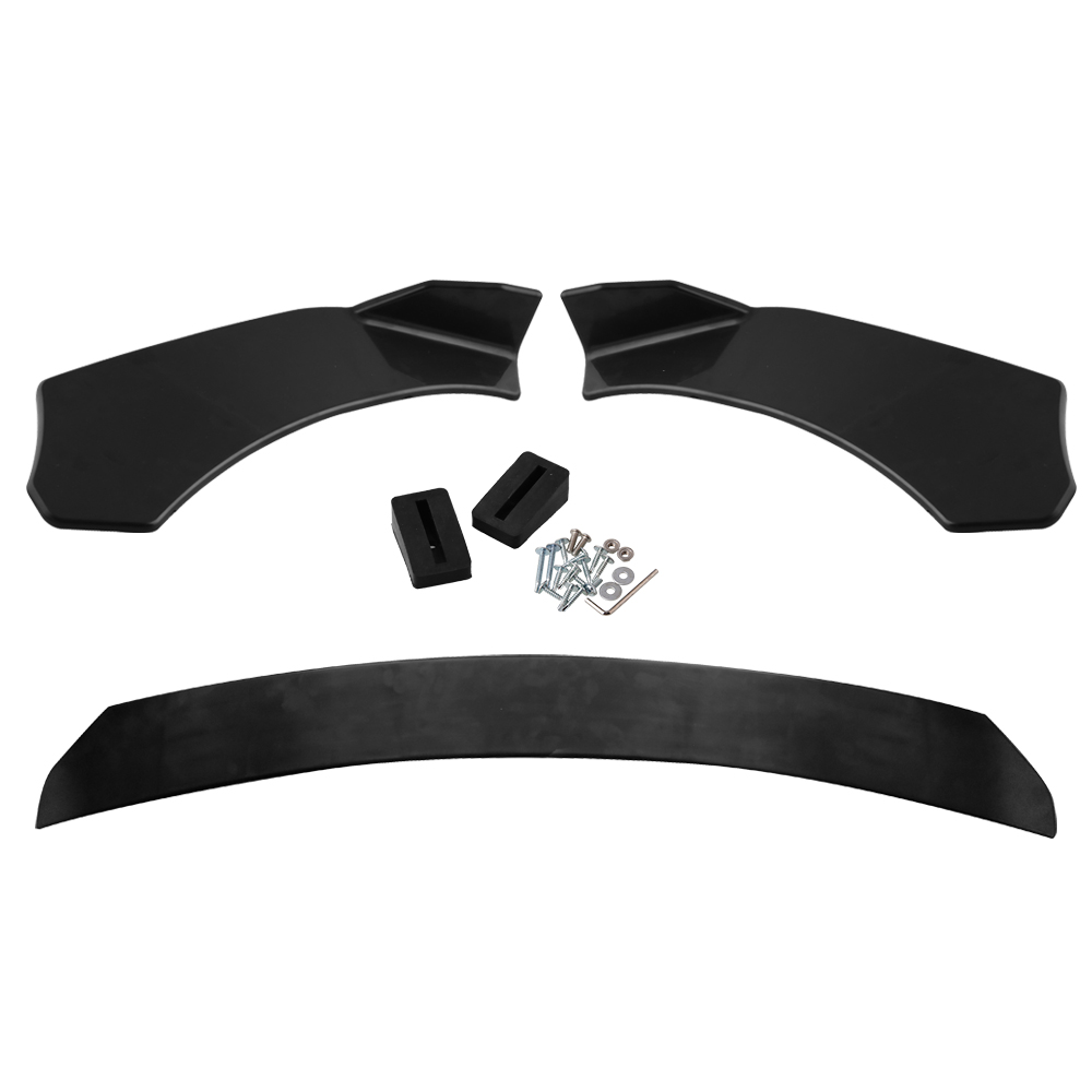 Black three-section design arrives in body kit UNIVERSAL Accessory ABS Universal front bumper lip spoiler