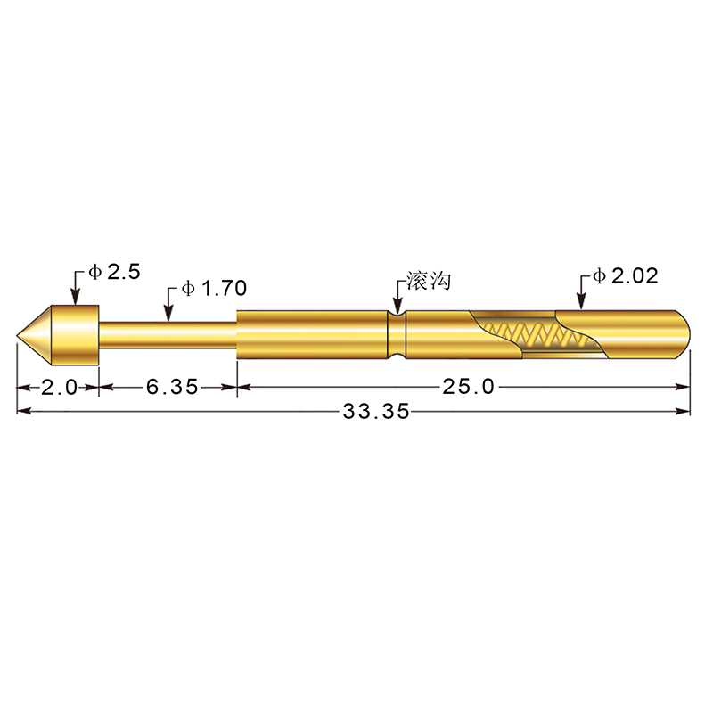 Spring Contact Probes PCB Test Pin Test probe gold-plated Brass Pogo Pin P125