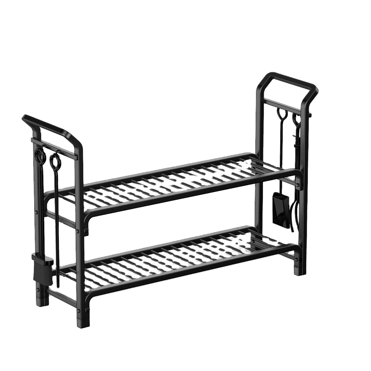 High Quality Indoor Outdoor Knockdown Metal Firewood Rack with Fireplace Tools