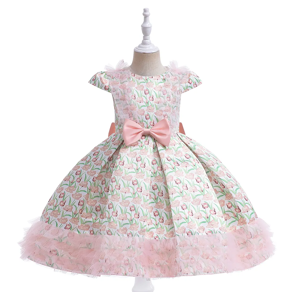 MQATZ Hot продажи От 2 до 14 лет Baby Dress Kids Flower Party Wear Children Frock Designs