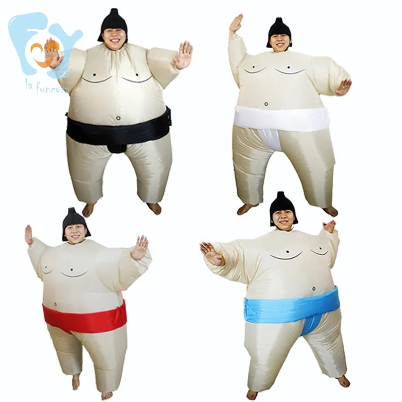 Adults Halloween Costumes Funny Fat Inflatable Sumo Wrestling Costumes Air Blow UP Suits