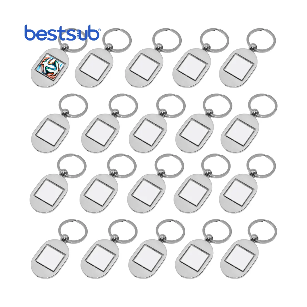 BestSub Wholesale Custom Good quality popular promotional Sublimation Blanks Keychain Rotating Square YA10