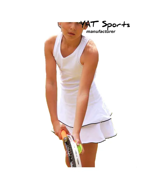 custom children tennis wear youth school student girls outfit golf sportswear white color kids youth tennis dress
