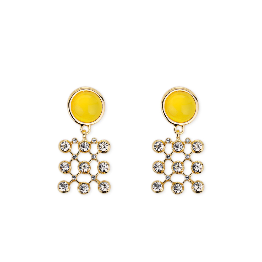 ZA Multicolor Crystal Dangle Earrings Women Geometric Maxi Statement Drop Earrings Resin Jewelry