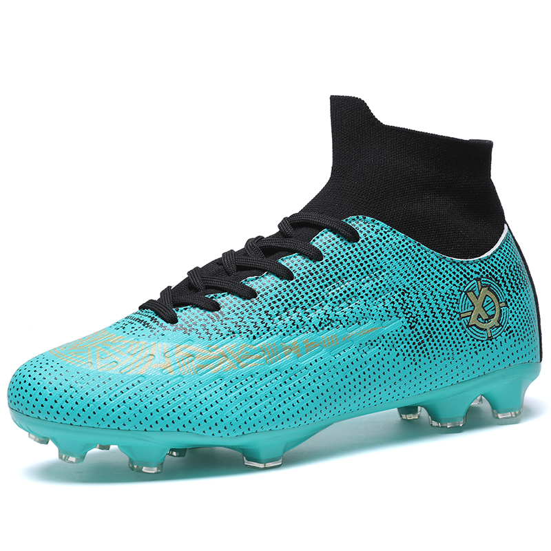 FLYJA Factory Custom High Ankle Soccer Boots Pu Knitted Fabric Talla 32-45 Cleats Turf Futsal Sneakers Football Shoesfor Outdoor