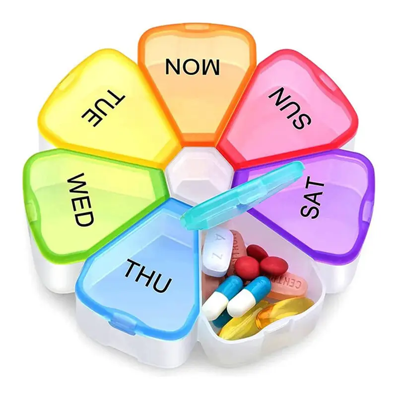 Weekly Pill Organizer  Easy-Open, See-Through Lids, Organize Medication or Vitamins