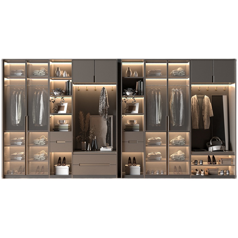 CBMMART Open Design Glass Door I Shape Walk in Closet Bedroom Wardrobes