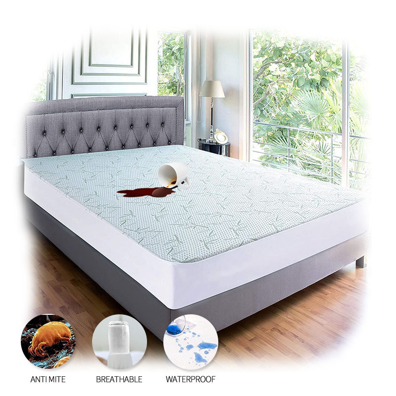 Customized white fitted bamboo breathable bed bug proof waterproof mattress cover protector