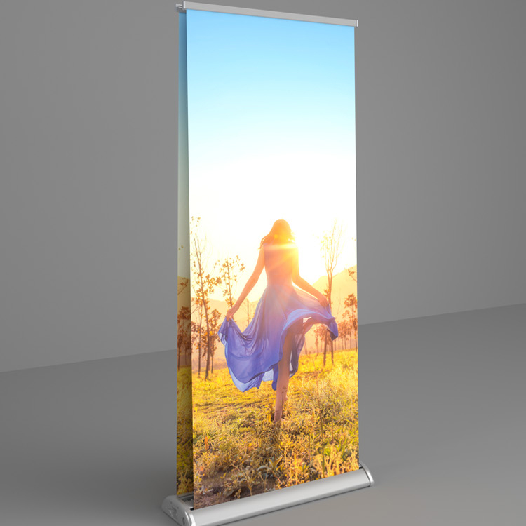 Custom aluminium flex banner stand roll up advertising indoor