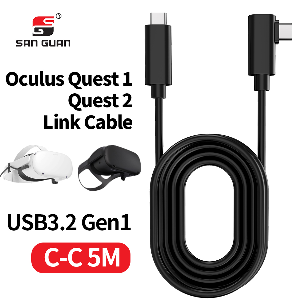 Кабель VR с прямым углом передачи данных Usb Type C 3A 60 Вт 5 Гбит/с