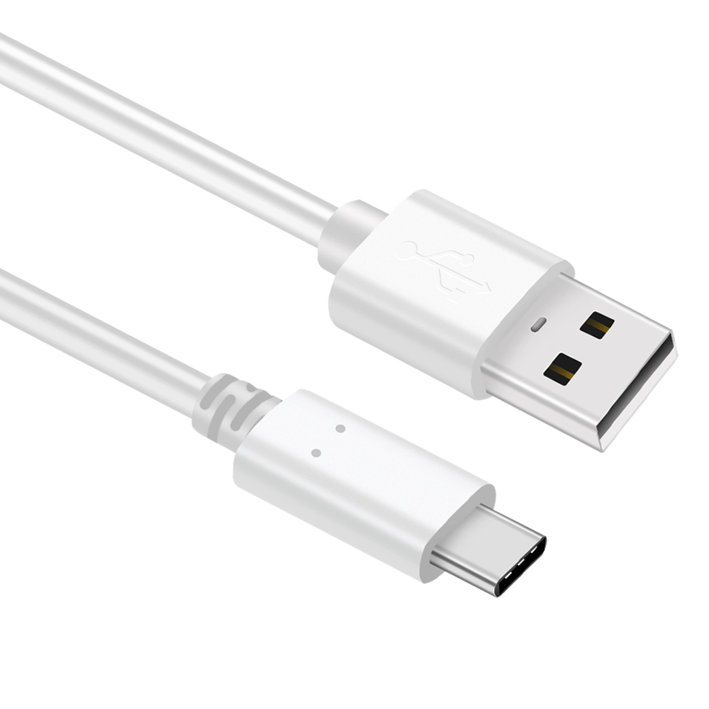 Гибкий белый ПВХ USB-кабель 4 ядра 2,0 тип А к USB C QC 3,0, быстрая зарядка, синхронизация данных, ток 3 А