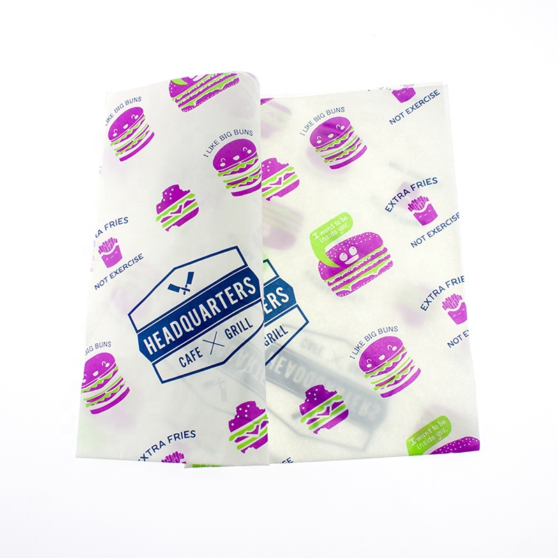 Eco Friendly White Printed Purple Logo Custom Made Wrapping Tissue Paper Food Packaging