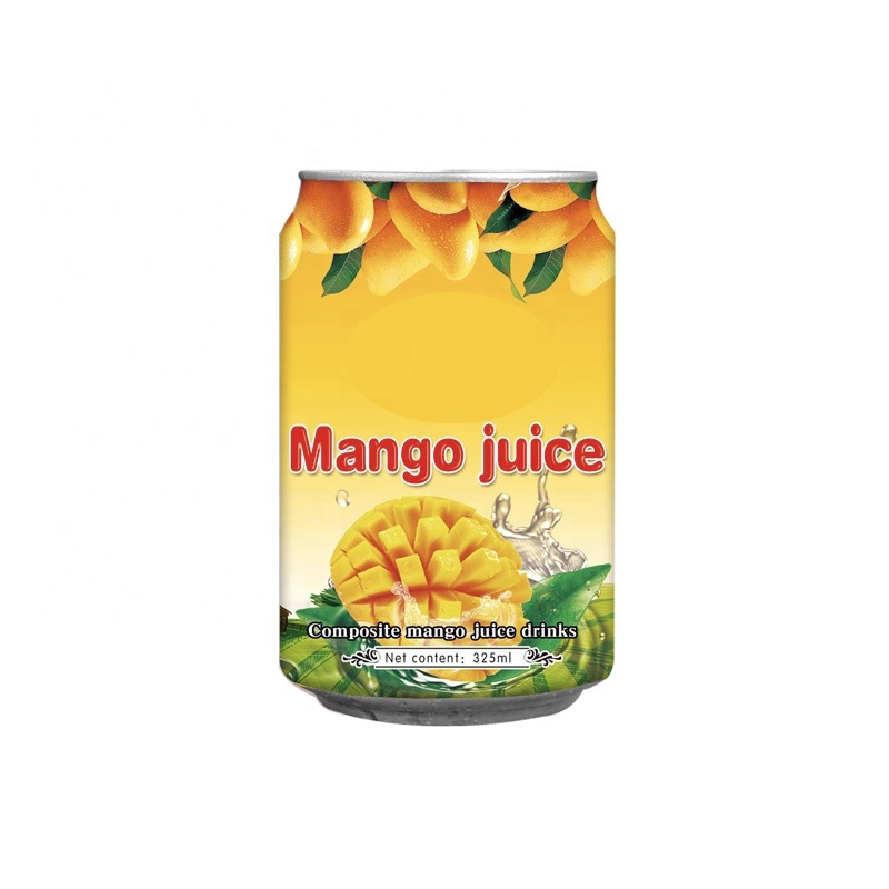 Fresh Squeezed Private Label Fruit Flavor Soft Drink 325ml Mango juice Aluminum Can