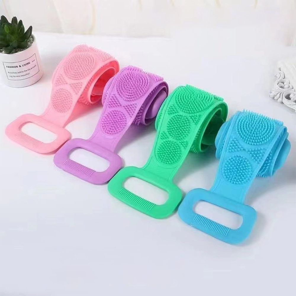 Silicone Back Scrubber for Shower Exfoliating & Massage Body Washer with Handle for Men and Women Make Rich Foam