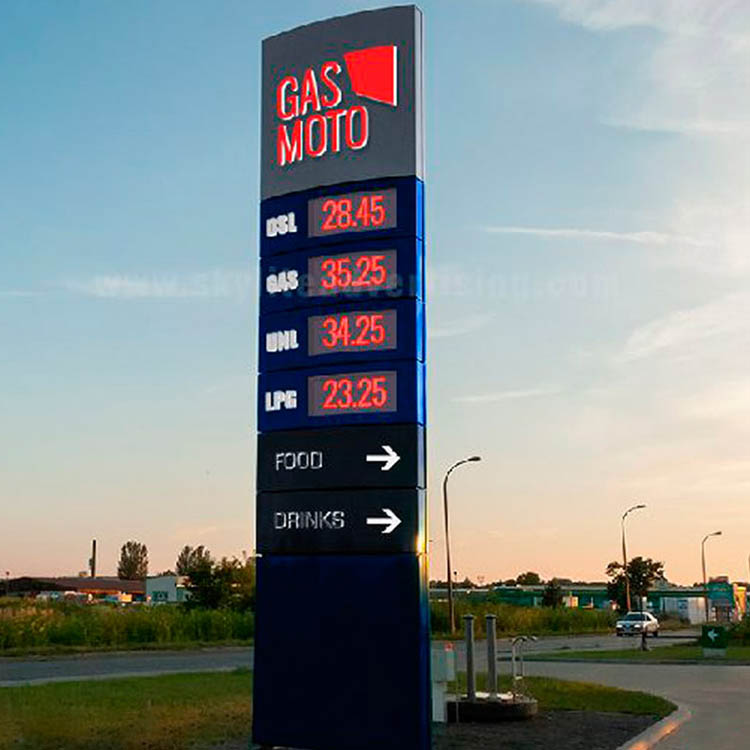 Стоящая стоящая автозаправочная станция столб Цена вывеска светодиодное оборудование АЗС пилон знак