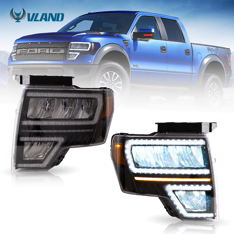 VLAND Factory LED Headlights SVT Raptor Front Lamp Dynamic Turn Signal 2009-2014 Head Lights For Ford F150 Headlamp
