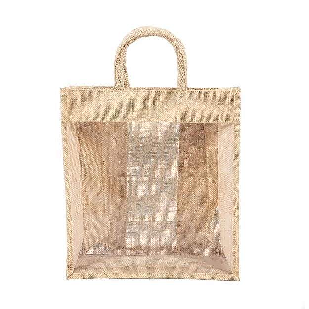 Wholesale 100% Premium Eco-friendly Jute Bag Transparent Fashionable & Personable Water-Resistant Open Closure for Cosmetics