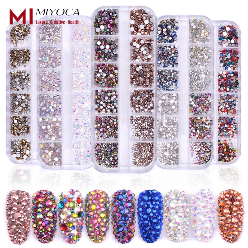 Модные аксессуары для ногтей MIYOCA, прозрачная коробка для ногтей, 3d очаровательные украшения для ногтевого дизайна, кристаллы, стразы, 3d Nagel