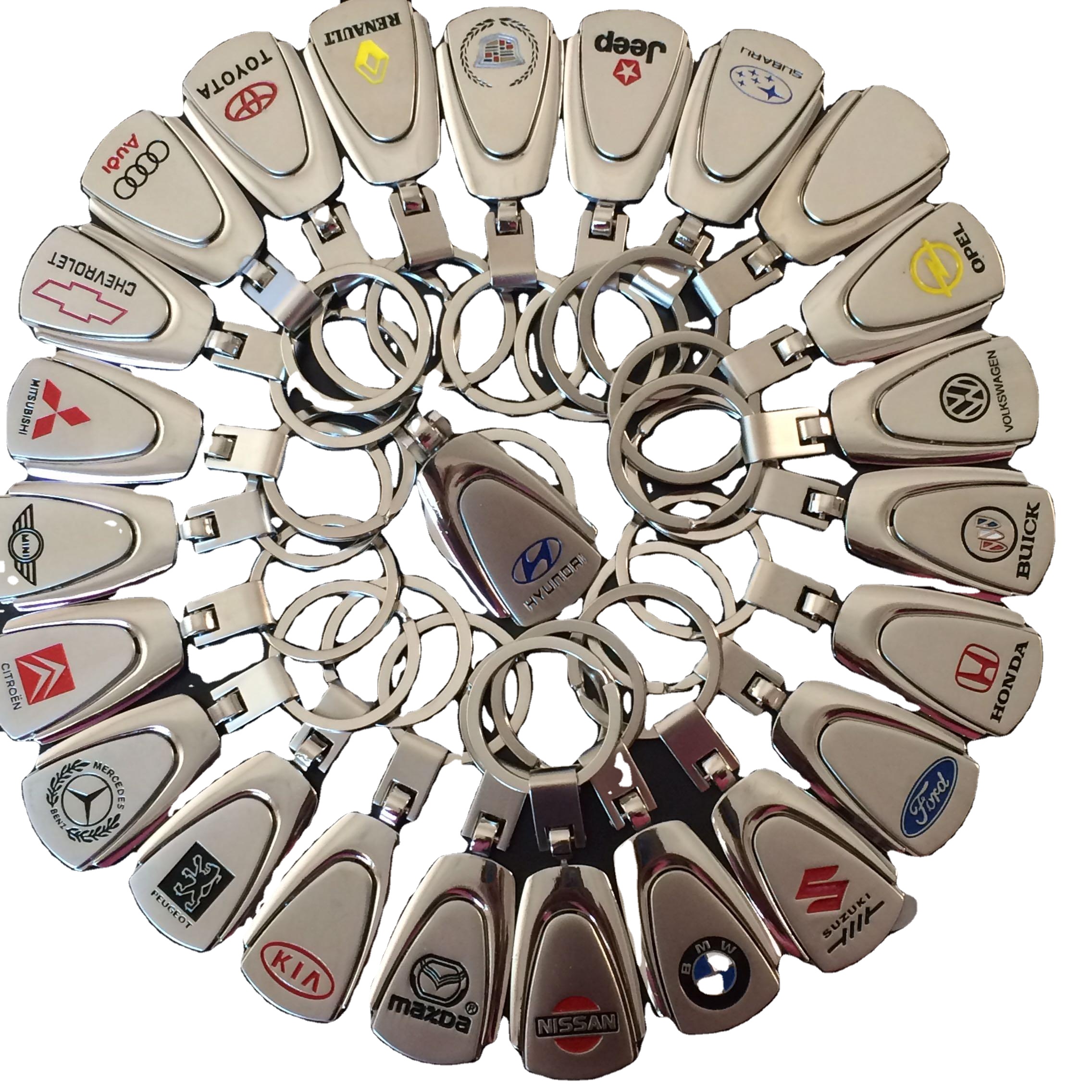 Retail Trapezoid Shape Car Keychain In Stock customized logo Car Key Holder promotional Car key Chains