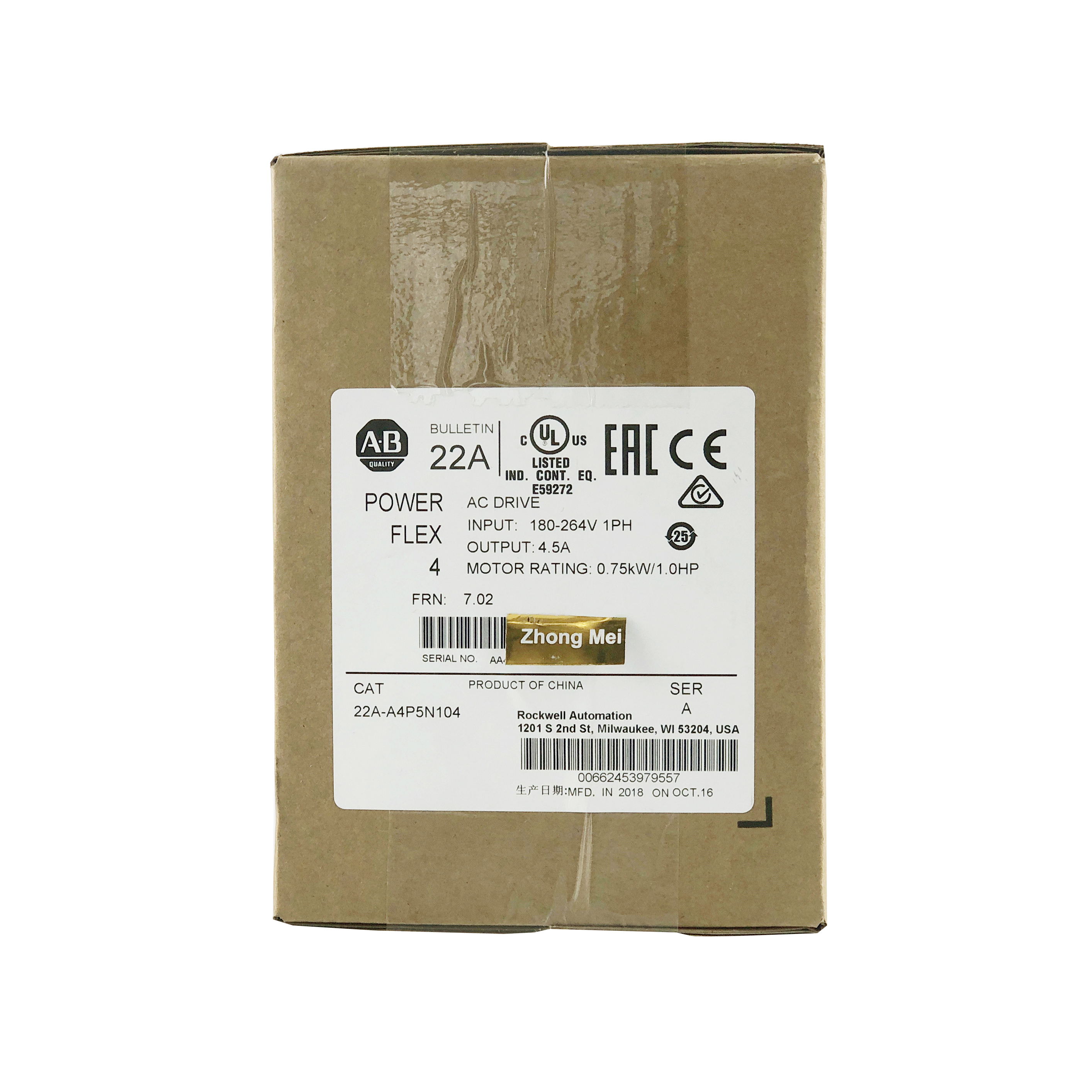Original and New Allen Bradley 22A-A4P5N104 Frequency Converter PowerFlex 4 AC Drive in hot selling