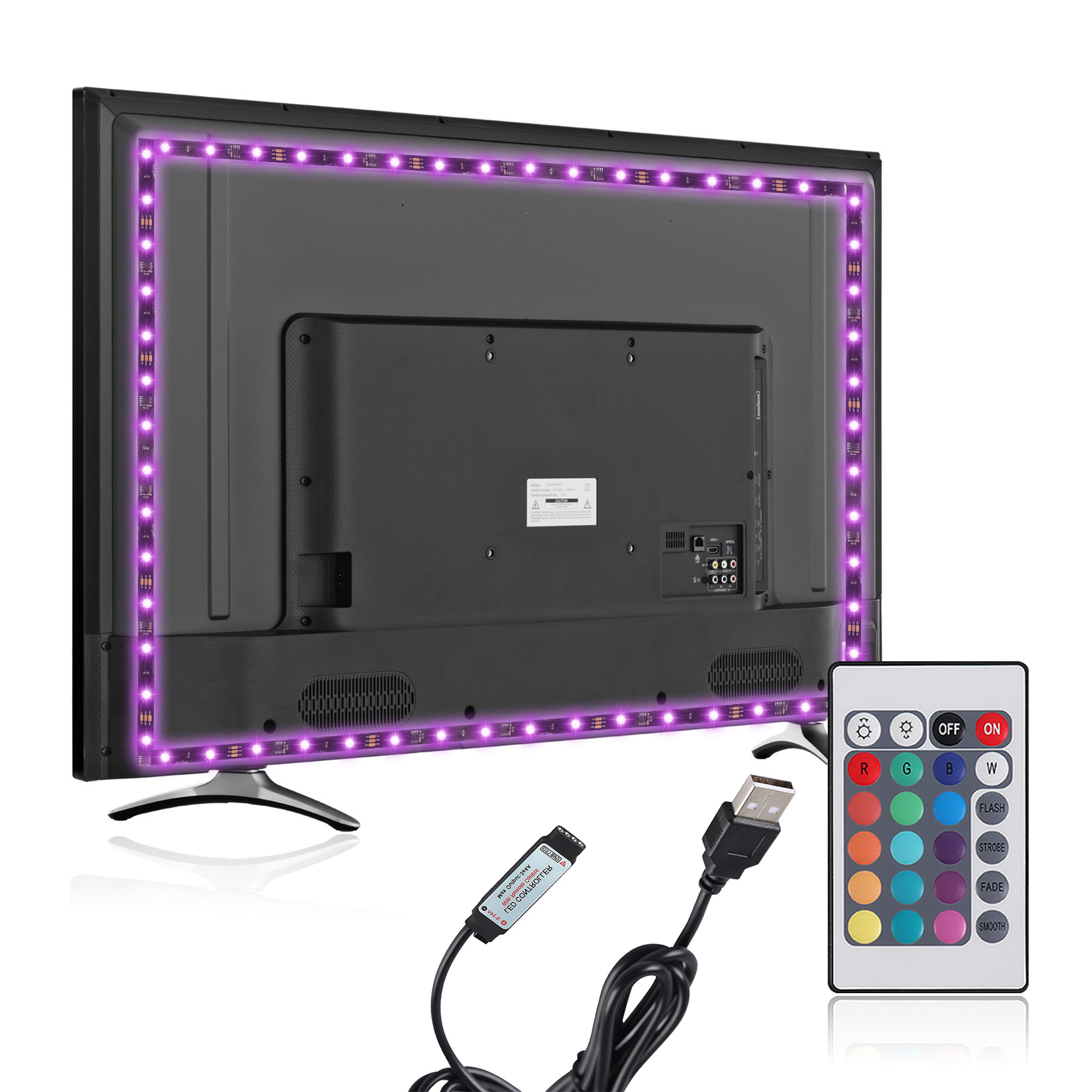 Адресная Подсветка лампа с дистанционным управлением питание 5 в 30D/m USB rgb smd 5050 Гибкие подсветки для телевизора комплект светодиодных лент