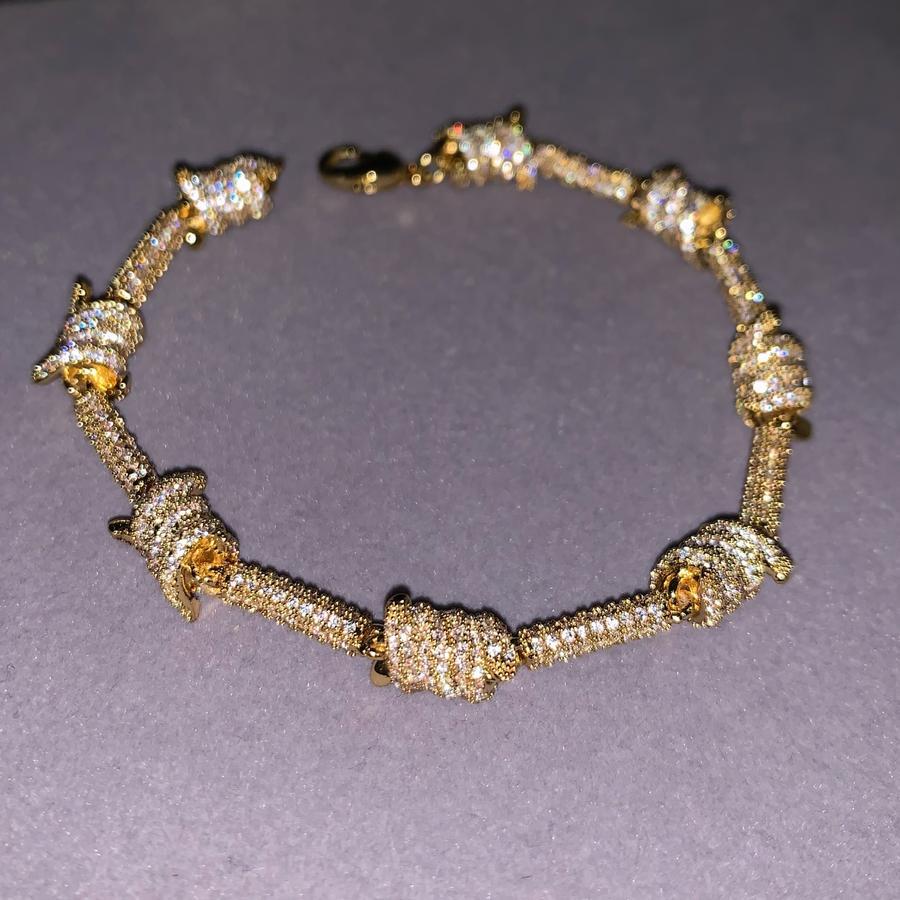 iced out bling 2022 new women jewelry in stock micro pave cz barbed wire chain bracelet