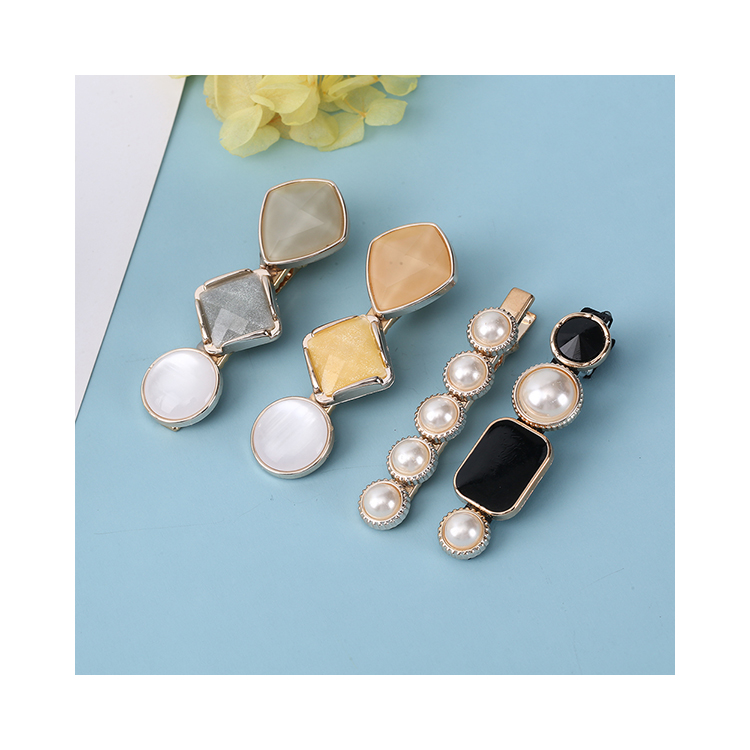 2021 Hair Accessories Pearl Hair Pin Barrettes Pearl Hairpin Hair Clip Set Sweet Girls Geometric Acrylic Pearl Hairgrips Set
