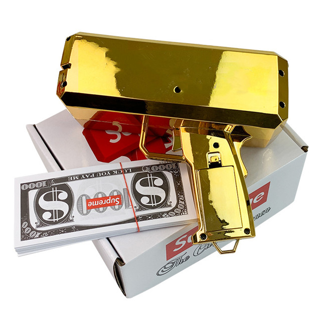 Hot sale Amazon party toy modern gold customized logo money gun dispenser for cash rain playing