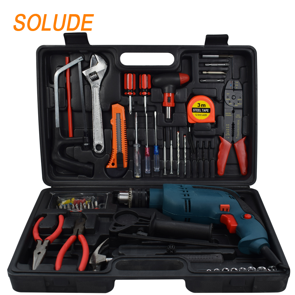 Набор ударных инструментов для дрели SOLUDE, 78 шт., с пластиковым ящиком для хранения